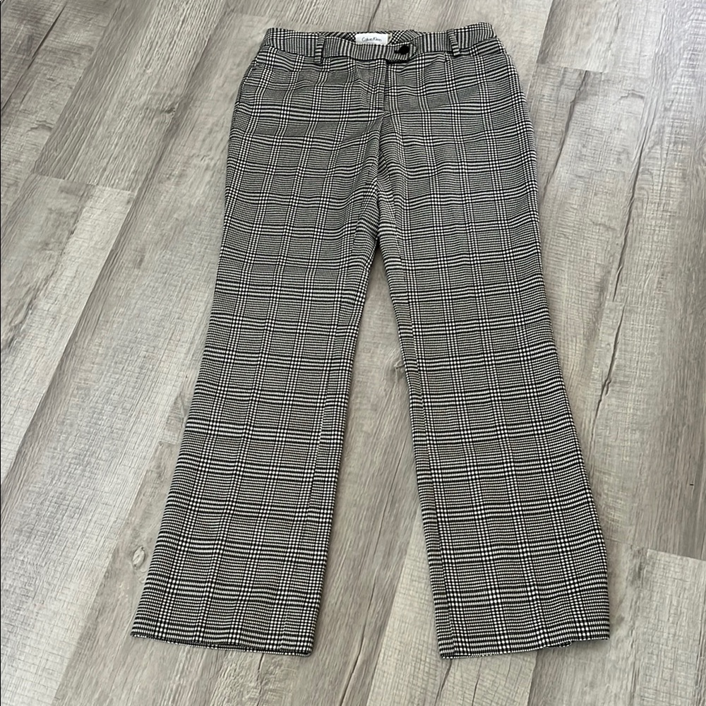 Calvin Klein Black and White Plaid Trousers